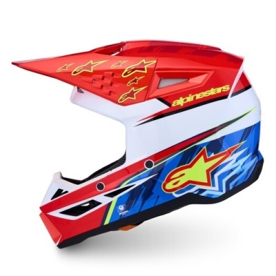 Capacete motocross colorido com logo alpinestars