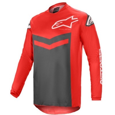 Camisola desportiva vermelha e cinzenta com logótipos da Alpinestars