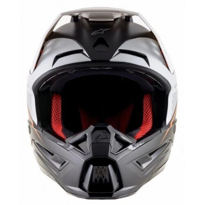 Capacete integral motociclismo branco e preto com interior vermelho