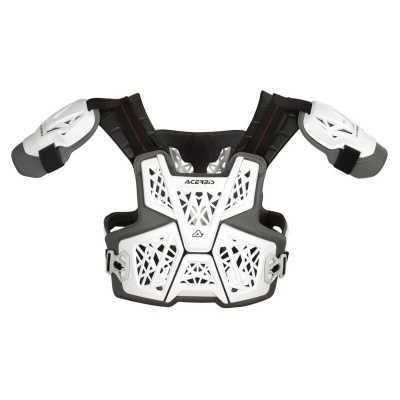 Colete de proteção Acerbis branco e preto com design perfurado para proteção do tronco e ombros