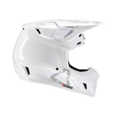 Capacete integral branco para motocross com detalhes cinza e preto