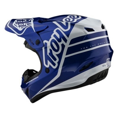 Capacete motocross Troy Lee Designs azul e branco