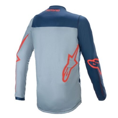 Camisola de motocross cinza e azul escuro com estampas vermelhas Alpinestars