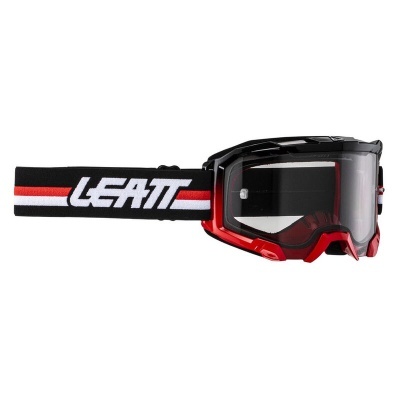 Óculos de proteção motocross preto e vermelho com cinta elástica LEATT