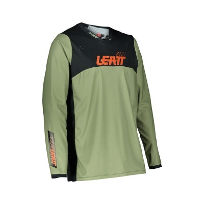 Camisola desportiva manga longa verde e preto com texto LÉATT laranja