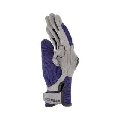 Luva desportiva cinzenta e azul com fecho em velcro