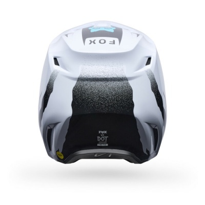 Capacete branco e preto FOX com certificação DOT