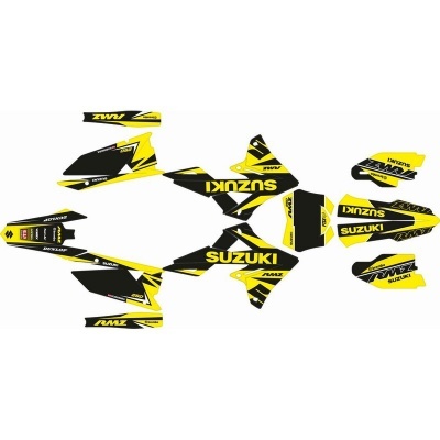 Autocolantes Suzuki em amarelo e preto para mota