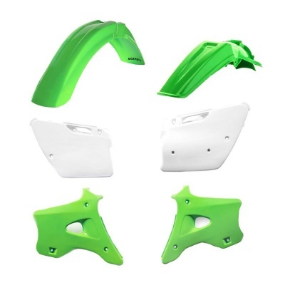 Peças plásticas para mota em verde e branco