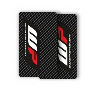 Autocolantes com padrão fibra de carbono WP Suspension preto, branco e vermelho