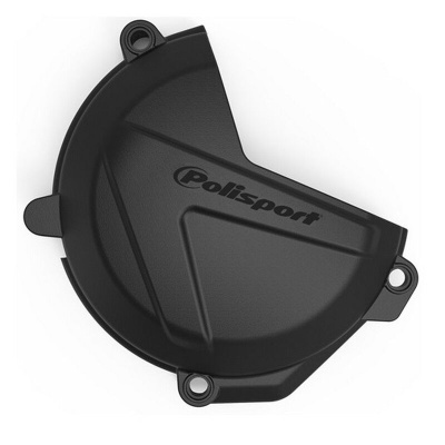 Protector de embraiagem preto com texto Polisport