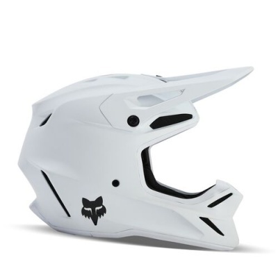 Capacete integral branco com logótipo preto de raposa