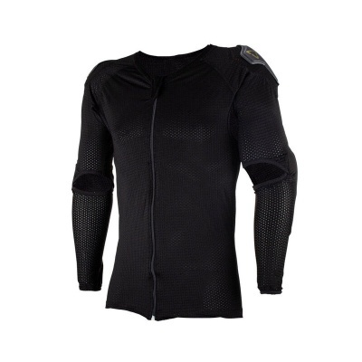 Camisola térmica preta de manga comprida com malha perfurada e reforços acolchoados
