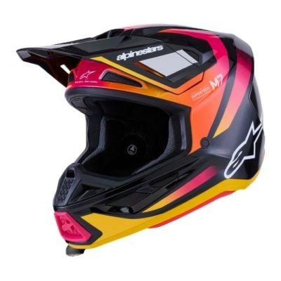 Capacete motocross Alpinestars M7 preto vermelho amarelo laranja