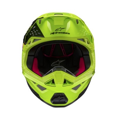 Capacete integral ALPINESTARS verde fluorescente com interiores rosa