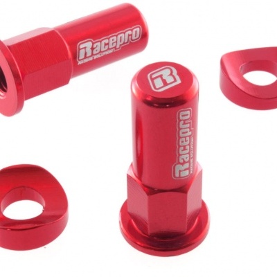 Porcas vermelhas metálicas Racepro com texto branco