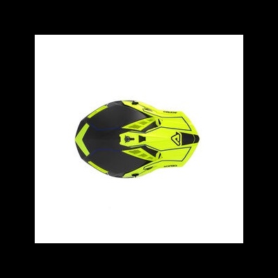 Capacete de ciclismo preto e amarelo fluorescente visto de cima