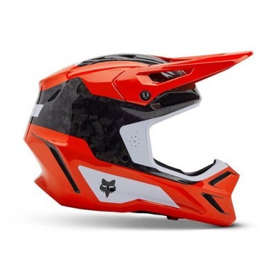 capacete motocross vermelho e preto com logótipo raposa