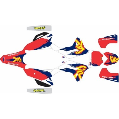 Conjunto de autocolantes para mota com cores vermelho, azul e amarelo