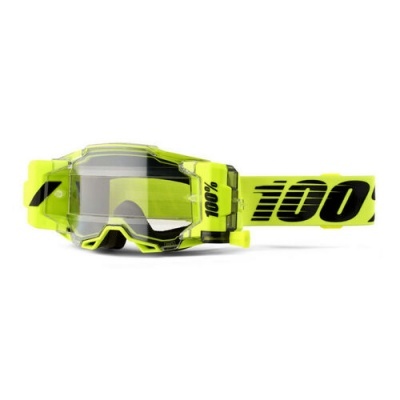 Óculos de proteção desportivos amarelo fluorescente com lente transparente e faixa elástica com impressão 100%