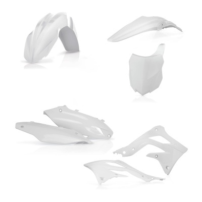 Peças brancas de carenagem para motocicleta sobre fundo branco