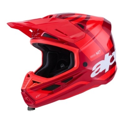 Capacete integral vermelho com visor para motocross ou BTT