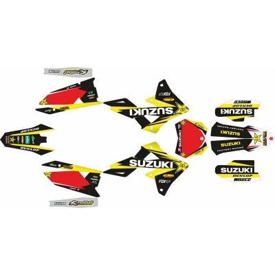 Autocolantes para moto Suzuki com cores amarelo, vermelho e preto