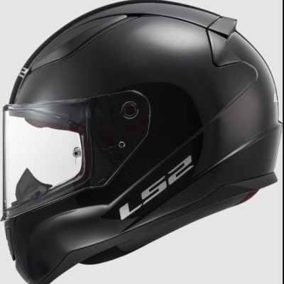 Capacete de motocicleta preto fosco com viseira transparente e logótipo LS2
