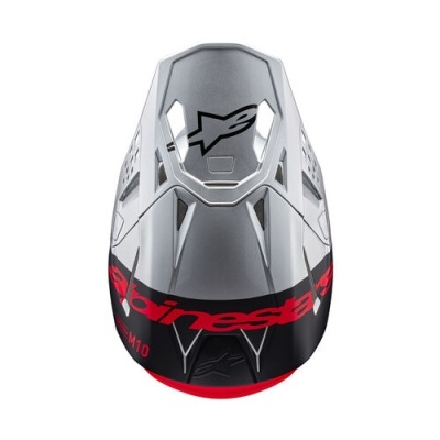 Capacete de motocross cinza, preto e vermelho Alpinestars M10