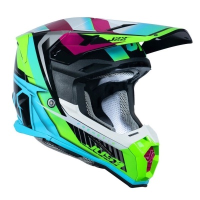 Capacete integral colorido de motocross com interior almofadado