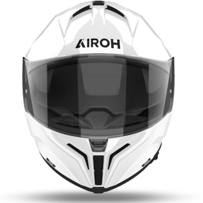 Capacete integral branco AIROH com viseira transparente e detalhes pretos