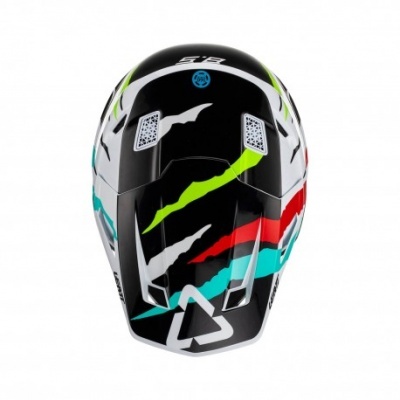Capacete desportivo colorido com padrões abstractos e ventilação
