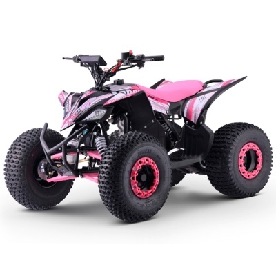 Quadriciclo ATV infantil rosa e preto em fundo branco