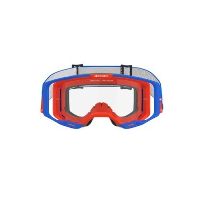 Óculos de proteção desportivos azul e vermelho com lentes transparentes