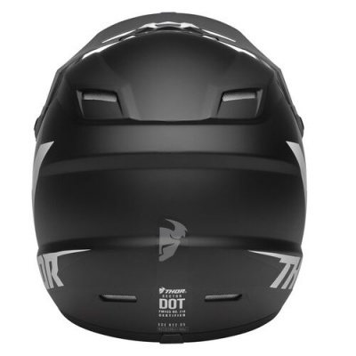 Capacete integral preto para motociclista com detalhes brancos e logo da marca