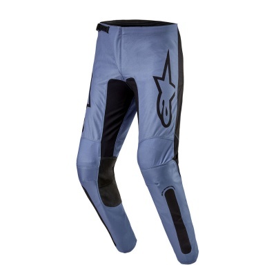 Calças desportivas azul e preto com logótipos Alpinestars e detalhes acolchoados