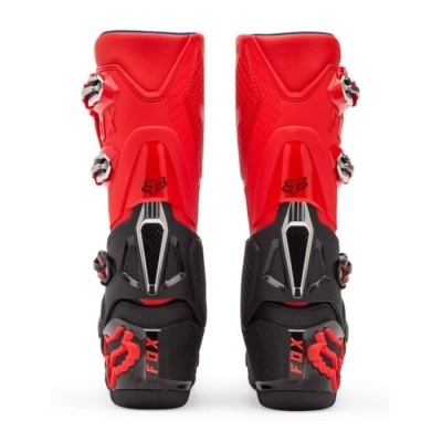 Botas vermelhas e pretas da FOX vista traseira