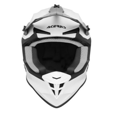 Capacete branco de motocross com logo ACERBIS