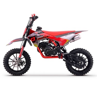 Moto dirt bike preta e vermelha com texto DORADO e MD3 49CC