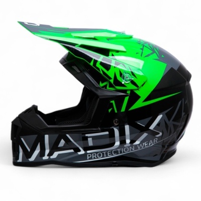 Capacete motocross preto e verde MADIX PROTECTION WEAR