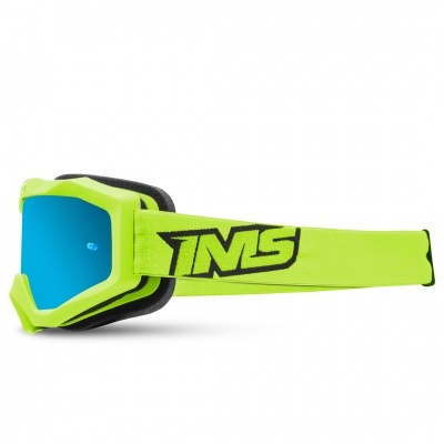 Óculos de proteção verde fluorescente com lentes azuis e faixa elástica TMS
