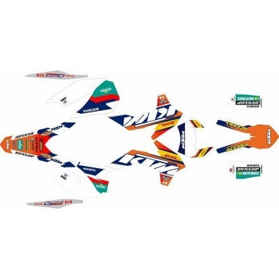 Decalques para mota de competição com várias marcas e cores