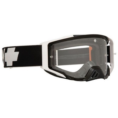 Óculos de proteção com lente transparente e correia preta com cruz branca