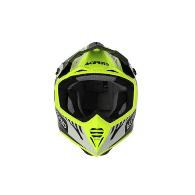 Capacete de motocross amarelo fluorescente com detalhes pretos e cinzentos ACERBIS