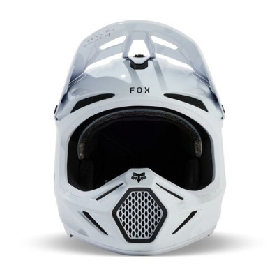 Capacete integral branco FOX com grelha preta e branco