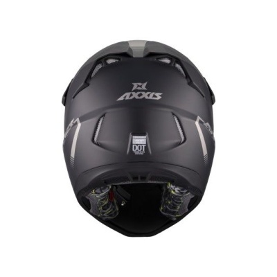 Capacete integral Axxis preto fosco com detalhes cinzentos e ventilação