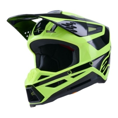 Capacete integral para motocross verde fluorescente e preto com ventilação