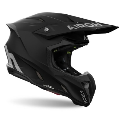 Capacete motocross preto fosco com logótipos Airoh