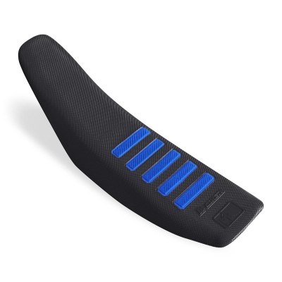 Selim de bicicleta preto com tiras azuis