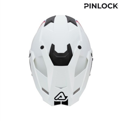 capacete branco de motociclismo com detalhes pretos e logotipo A